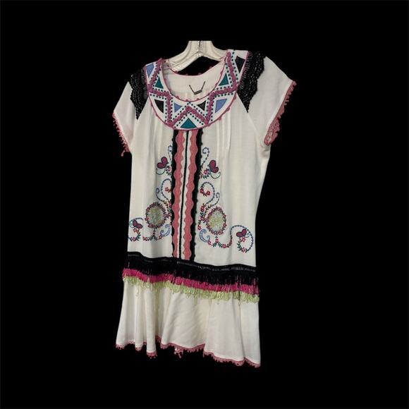 Custo Barcelona FRINGE EMBROIDERED MINI DRESS SZ S - Picture 4 of 4